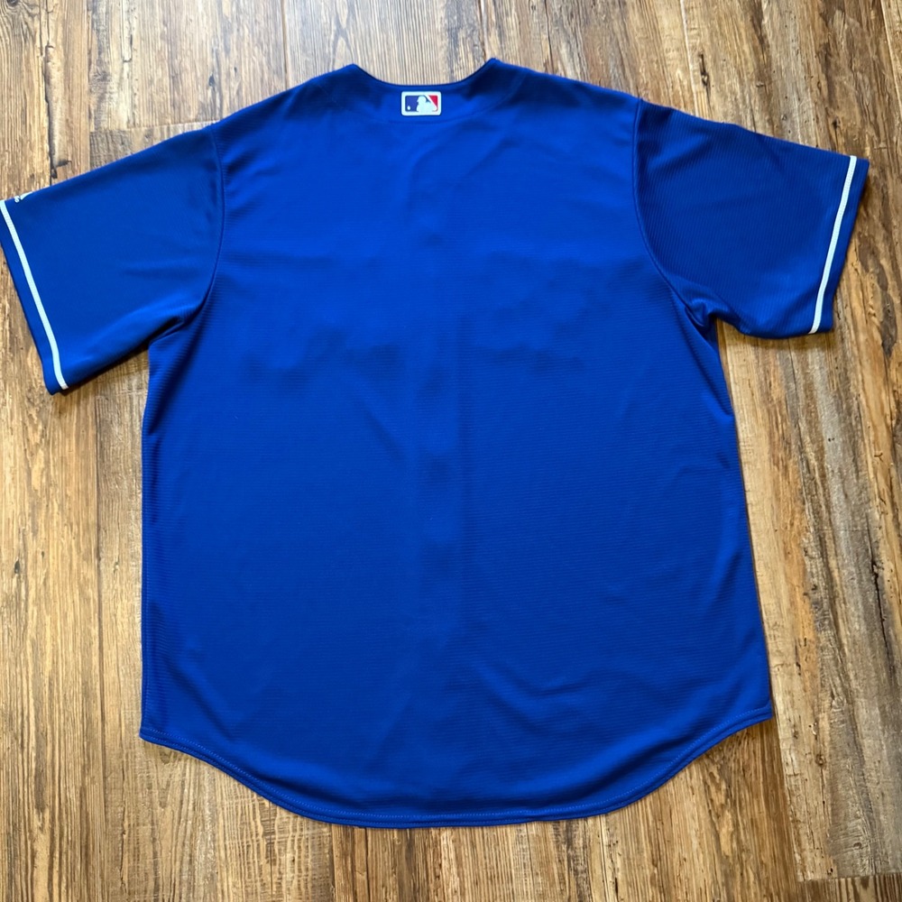 Majestic Baseball Jersey Mens XL Blue Texas Rangers Cool Base MLB Button Up - Picture 7 of 9